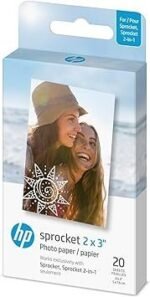 HP Sprocket Premium ZINK Papier Fotograficzny Samoprzylepny 5 x 7,6 cm (20 arkuszy) Kompatybilny z Drukarkami Fotograficznymi HP Sprocket Oryginalny