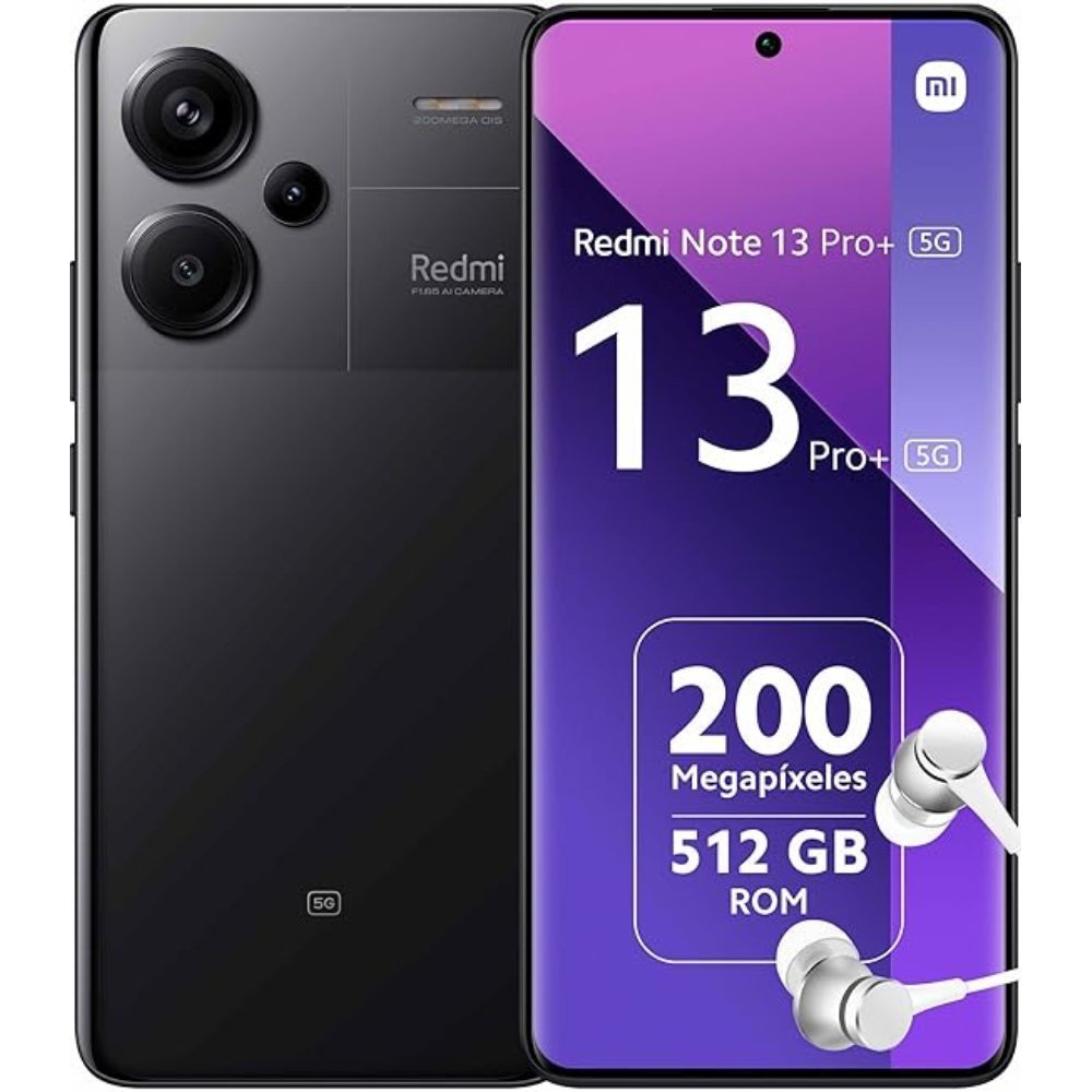 71pHdfBQNrL._AC_SX569_.jpg Xiaomi Redmi Note 13 Pro+ 5G - Smartphone de 12+512 GB, Pantalla de 6,67" AMOLED 1.5K 120Hz, MediaTek Dimensity 7200 Ultra, Triple cámara de hasta 200MP, Hypercharge 120W, negro (Versión ES) Original - Image 1