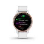 Venu 2S - Bisel de acero inoxidable de color Rose Gold con caja y correa de cuero de color blanco Original - Image 3